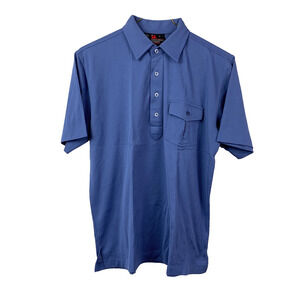 Vintage 90s Robert Bruce Cotton Where It Counts Preppy Polo Blue Large